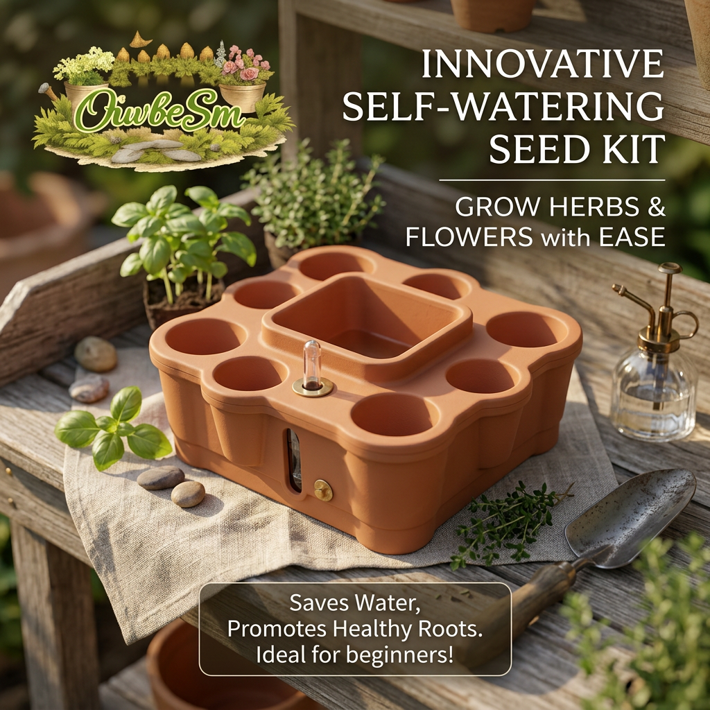 OiwbcSm™ Self-Watering Seed Starter Kit | Terracotta-Style Indoor Herb Garden Planter with Water Level Indicator & Viewing Window | Multi-Cell Seedling Pot for Growing Herbs, Flowers, and Vegetables