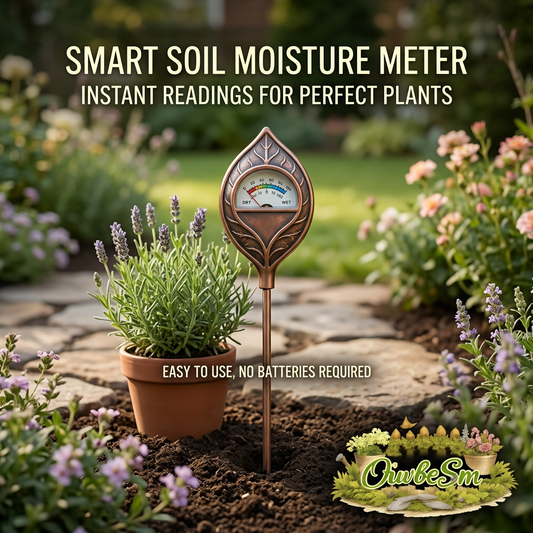 OiwbcSm™ Soil Moisture Meter, Decorative Leaf Plant Water Monitor for Indoor & Outdoor Garden, Soil Tester Sensor for Houseplants, Flowers, Lawn, and Farm, Battery-Free Analog Dial