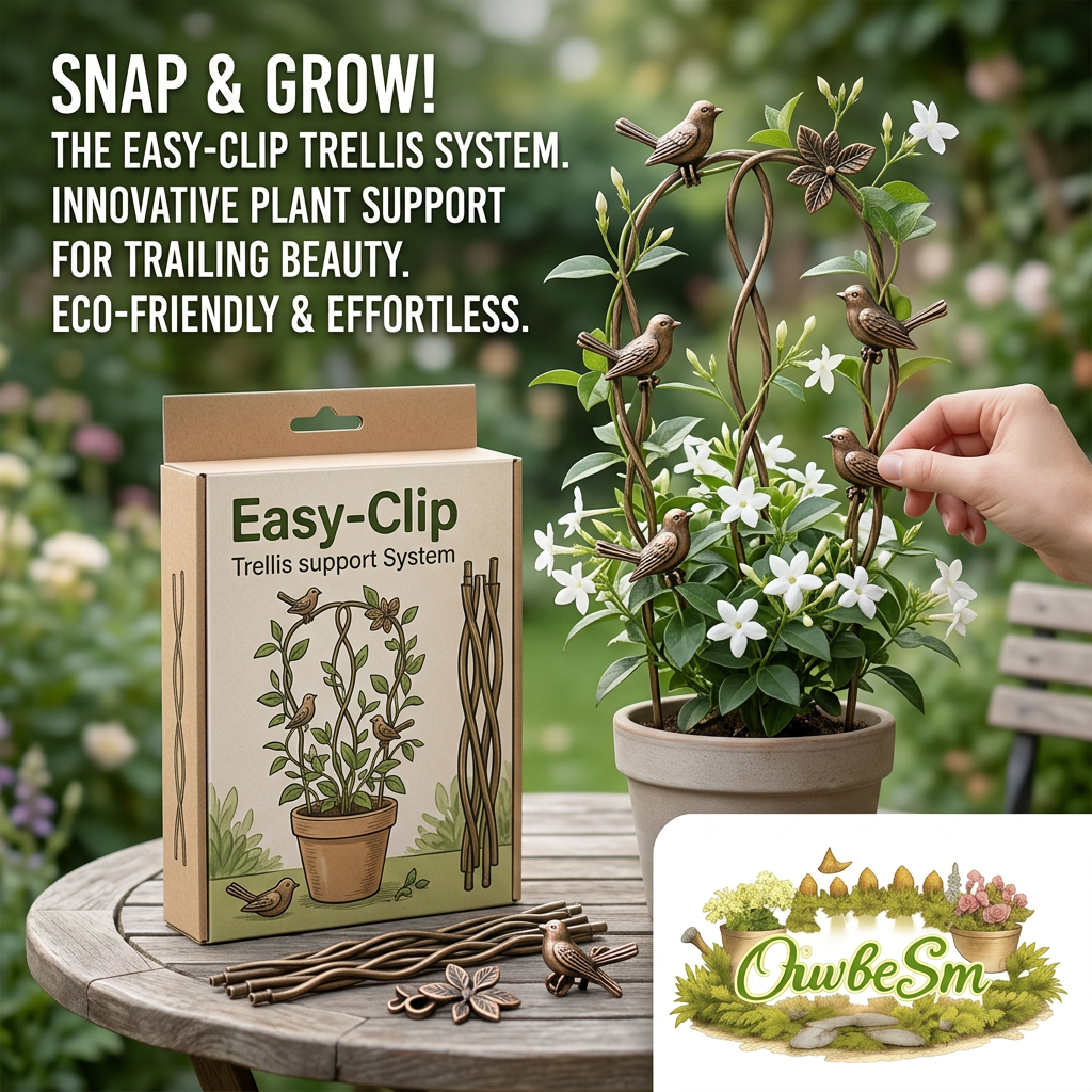 OiwbcSm™ Easy-Clip Decorative Plant Trellis Support System | Rustproof Metal Climbing Plant Stakes for Indoor Potted Plants | Complete Set with 5 Whimsical Bird Clips & Leaf Accents | Ideal for Ivy, Jasmine, Monstera, and Trailing Vines