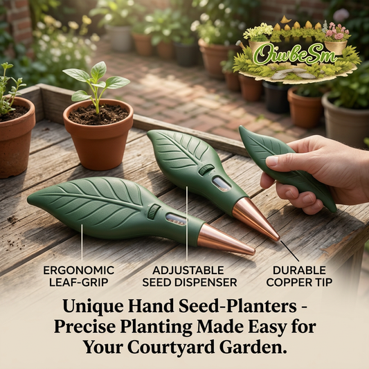 OiwbcSm™ Leaf-Shaped Hand Seed Planter & Dibber | Adjustable Dial Seed Sower with Durable Copper Tip & Ergonomic Grip | Manual Seed Dispenser Tool for Courtyard, Flowerbeds & Vegetable Gardening